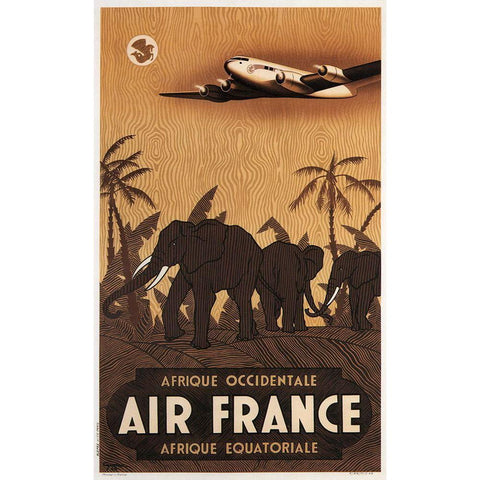 Airfrance Gold Ornate Wood Framed Art Print with Double Matting by Vintage Apple Collection