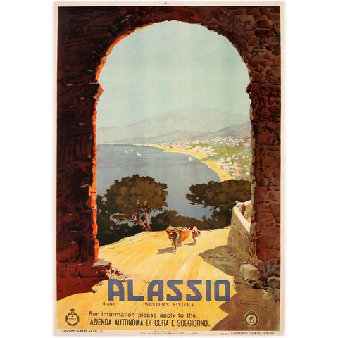 Alassio White Modern Wood Framed Art Print by Vintage Apple Collection