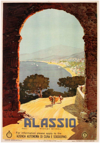 Alassio Black Ornate Wood Framed Art Print with Double Matting by Vintage Apple Collection