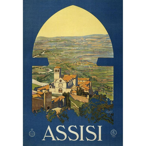 Assisi White Modern Wood Framed Art Print by Vintage Apple Collection