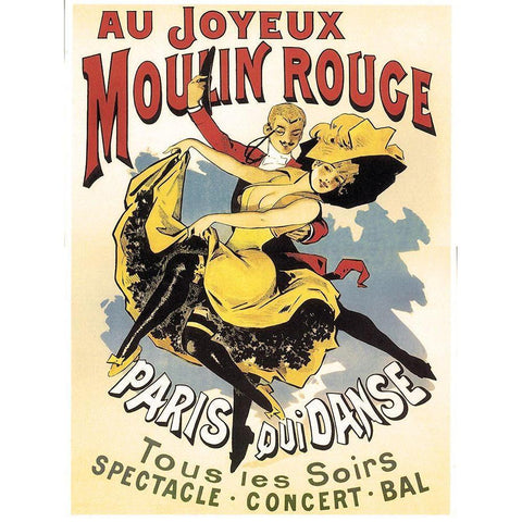 Au Joyeaux Moulinrouge Black Modern Wood Framed Art Print with Double Matting by Vintage Apple Collection