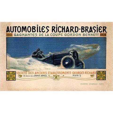 Auto Richard Brasier White Modern Wood Framed Art Print by Vintage Apple Collection