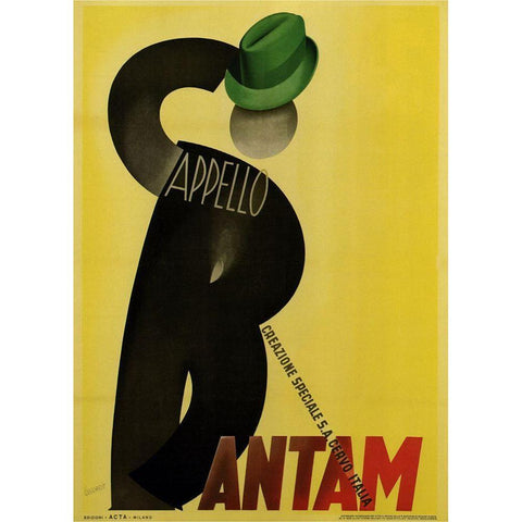 Bantam Hats Black Modern Wood Framed Art Print with Double Matting by Vintage Apple Collection