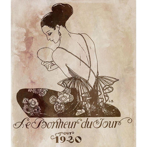 Bonheur Black Modern Wood Framed Art Print by Vintage Apple Collection