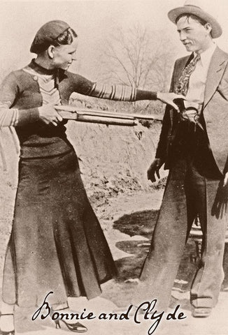 Bonnie And Clyde I Black Ornate Wood Framed Art Print with Double Matting by Vintage Apple Collection