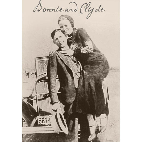 Bonnie And Clyde Ii Gold Ornate Wood Framed Art Print with Double Matting by Vintage Apple Collection