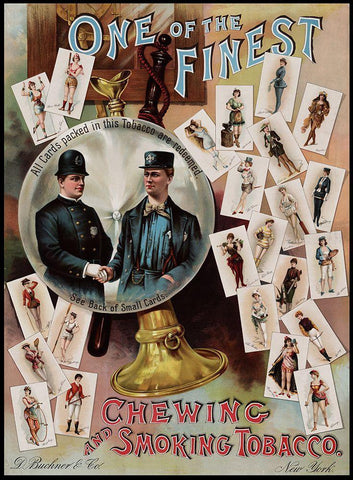 Buchner Tobacco Archival Black Ornate Wood Framed Art Print with Double Matting by Vintage Apple Collection