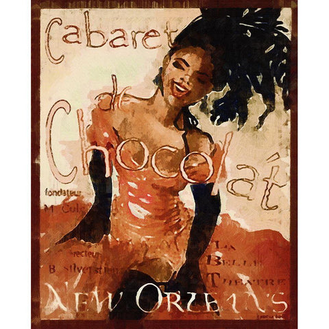 Cabaret Chocolate Gold Ornate Wood Framed Art Print with Double Matting by Vintage Apple Collection