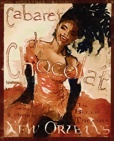 Cabaret Chocolate White Modern Wood Framed Art Print with Double Matting by Vintage Apple Collection