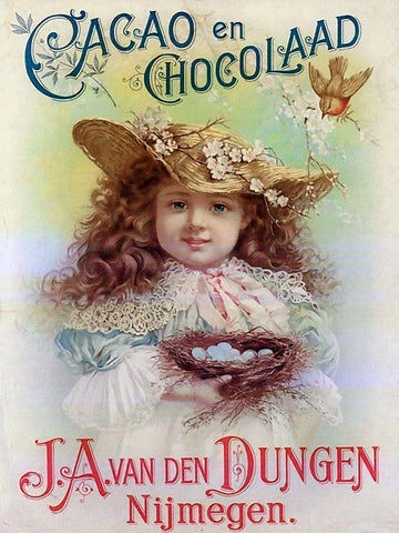 Cacao En Chocolaad Black Ornate Wood Framed Art Print with Double Matting by Vintage Apple Collection