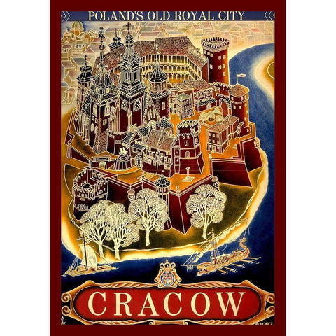 Cracow Gold Ornate Wood Framed Art Print with Double Matting by Vintage Apple Collection