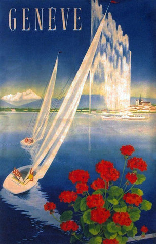 Geneva White Modern Wood Framed Art Print with Double Matting by Vintage Apple Collection