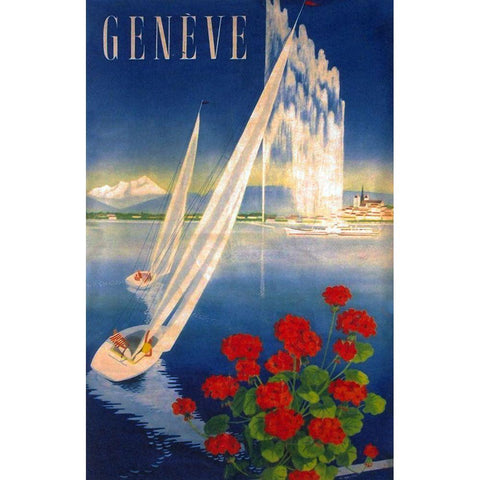 Geneva Black Modern Wood Framed Art Print by Vintage Apple Collection