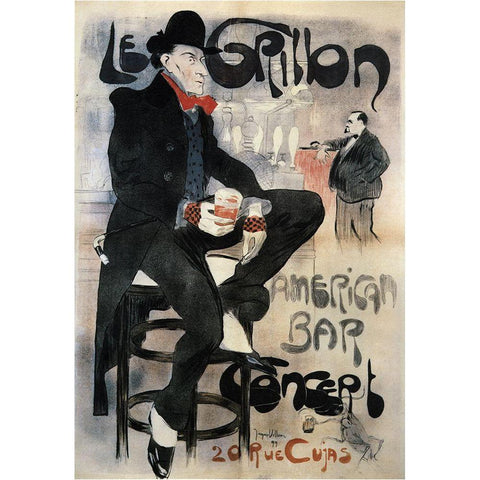 Grillon Black Modern Wood Framed Art Print with Double Matting by Vintage Apple Collection