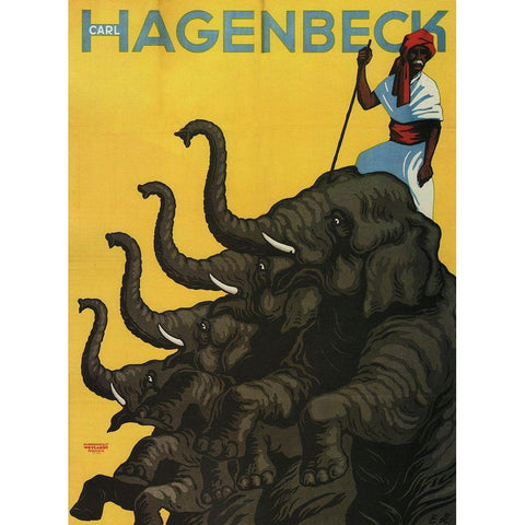 Hagenbeck Black Modern Wood Framed Art Print by Vintage Apple Collection
