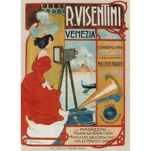 Italian Photo Supplies Gold Ornate Wood Framed Art Print with Double Matting by Vintage Apple Collection