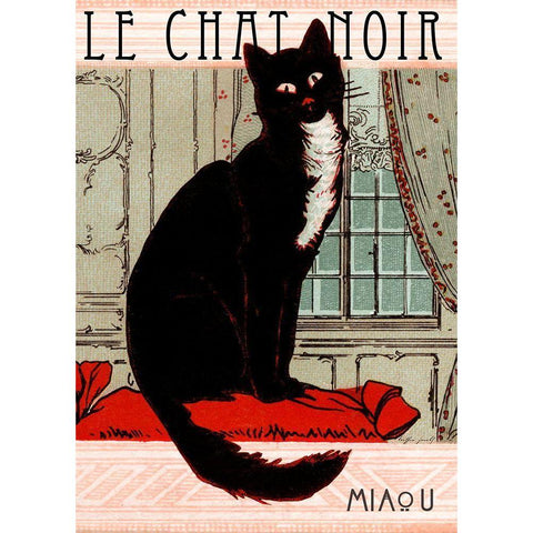 Le Chat Noir 1 White Modern Wood Framed Art Print by Vintage Apple Collection