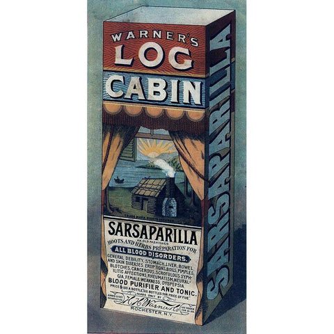 Log Cabin Sarsaparilla White Modern Wood Framed Art Print by Vintage Apple Collection
