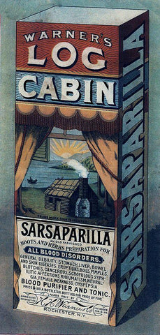 Log Cabin Sarsaparilla Black Ornate Wood Framed Art Print with Double Matting by Vintage Apple Collection