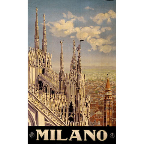 Milano Gold Ornate Wood Framed Art Print with Double Matting by Vintage Apple Collection