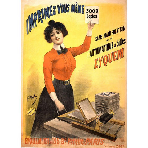 Mimeograph Black Modern Wood Framed Art Print by Vintage Apple Collection