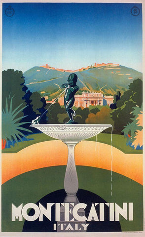 Montecatini Black Ornate Wood Framed Art Print with Double Matting by Vintage Apple Collection