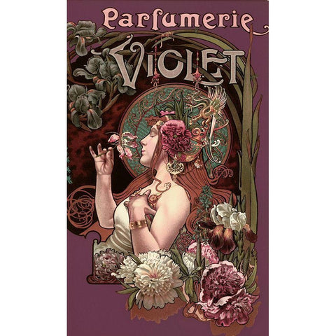 Parfumerie Violet White Modern Wood Framed Art Print by Vintage Apple Collection