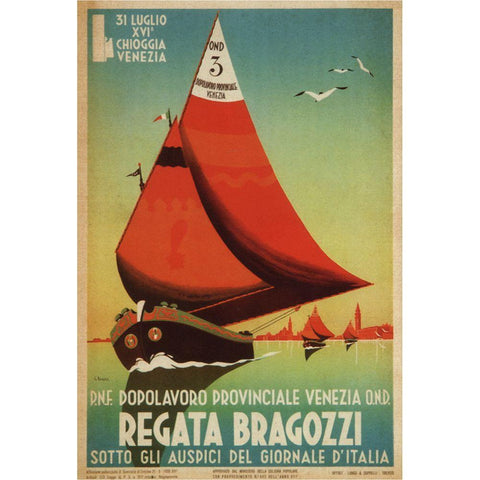 Regata Bragozzi Black Modern Wood Framed Art Print with Double Matting by Vintage Apple Collection