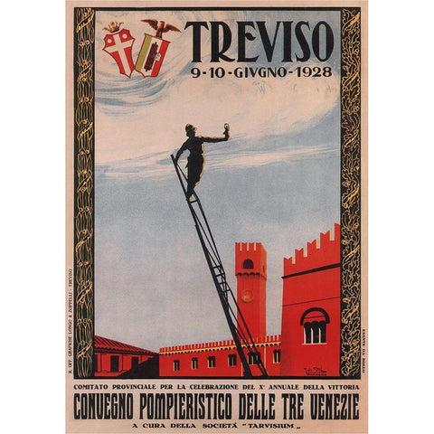 Treviso Italy Black Modern Wood Framed Art Print with Double Matting by Vintage Apple Collection