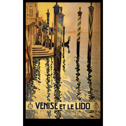 Venise Di Lido Black Modern Wood Framed Art Print with Double Matting by Vintage Apple Collection