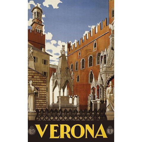 Verona Gold Ornate Wood Framed Art Print with Double Matting by Vintage Apple Collection