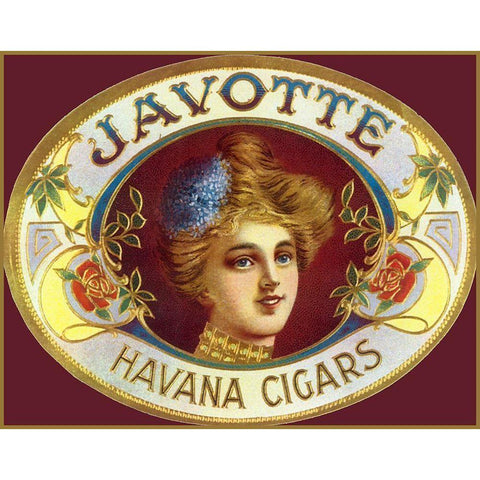 Vintage Adv Javotte Havana Cigars Gold Ornate Wood Framed Art Print with Double Matting by Vintage Apple Collection