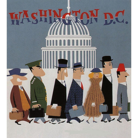 Washington DC White Modern Wood Framed Art Print by Vintage Apple Collection