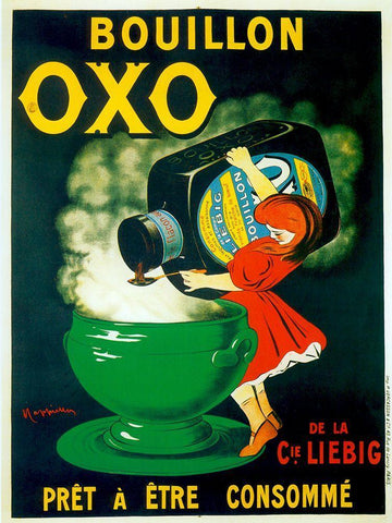 Bouillon OXO Black Ornate Wood Framed Art Print with Double Matting by Vintage Apple Collection