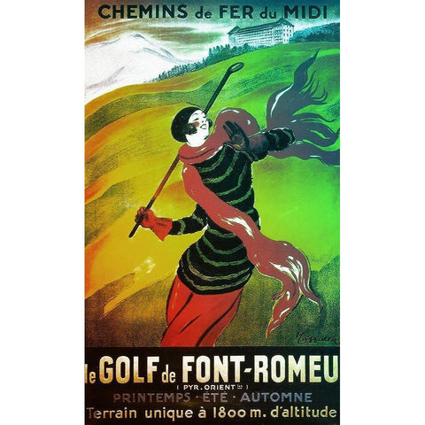 Le Golf de Font Romeau Black Modern Wood Framed Art Print with Double Matting by Vintage Apple Collection