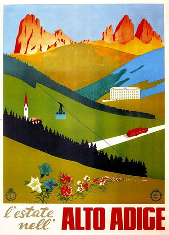 Alto Adige Black Ornate Wood Framed Art Print with Double Matting by Vintage Apple Collection