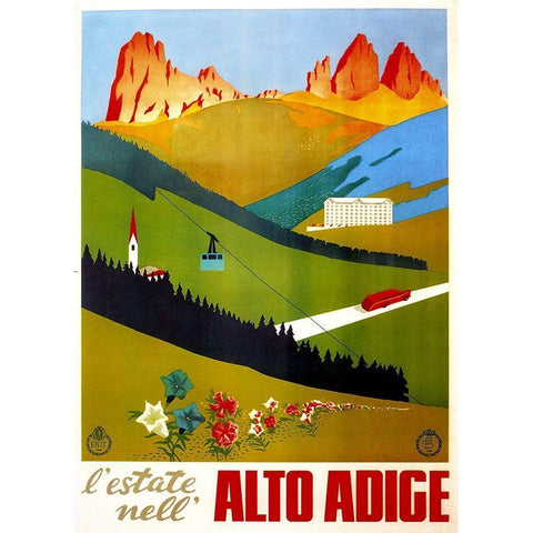 Alto Adige Black Modern Wood Framed Art Print by Vintage Apple Collection