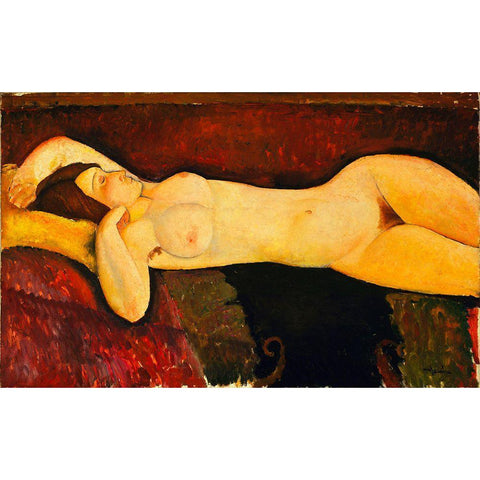 Amedeo Modigliani - Reclining Nude Arch Black Modern Wood Framed Art Print with Double Matting by Vintage Apple Collection