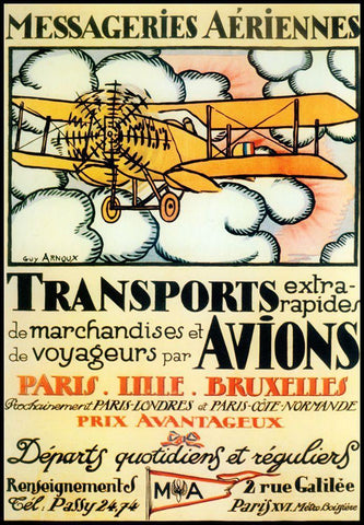 Avions White Modern Wood Framed Art Print with Double Matting by Vintage Apple Collection