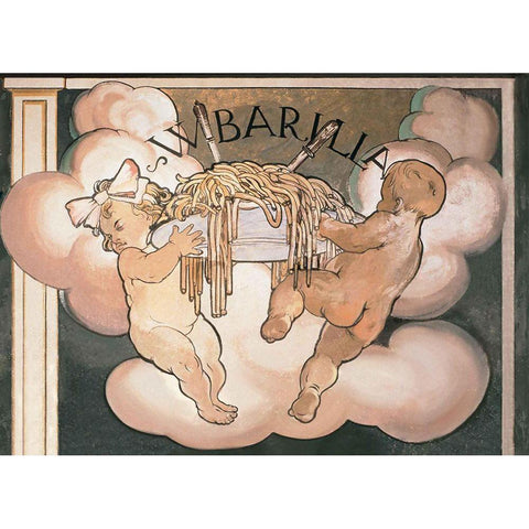 Barilla Pasta Gold Ornate Wood Framed Art Print with Double Matting by Vintage Apple Collection