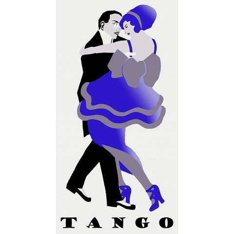 Blue Tango Gold Ornate Wood Framed Art Print with Double Matting by Vintage Apple Collection