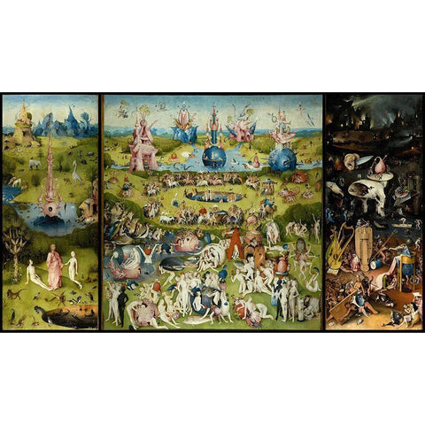 Bosch - Garden Of Earthly Delights Gold Ornate Wood Framed Art Print with Double Matting by Vintage Apple Collection