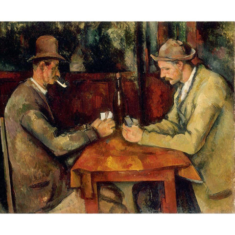 Cezanne - The Card Players Black Modern Wood Framed Art Print with Double Matting by Vintage Apple Collection