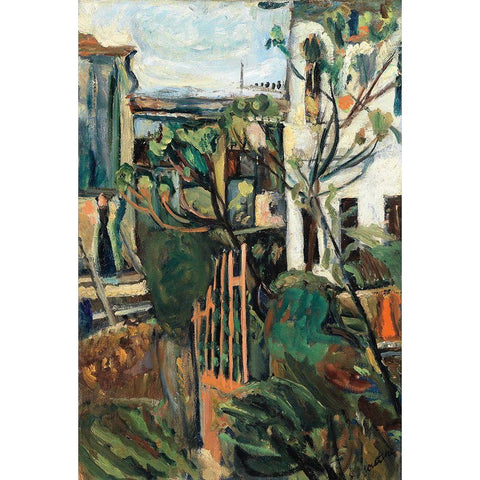 Chaim Soutine - Maison Aux Environs De Paris Black Modern Wood Framed Art Print by Vintage Apple Collection