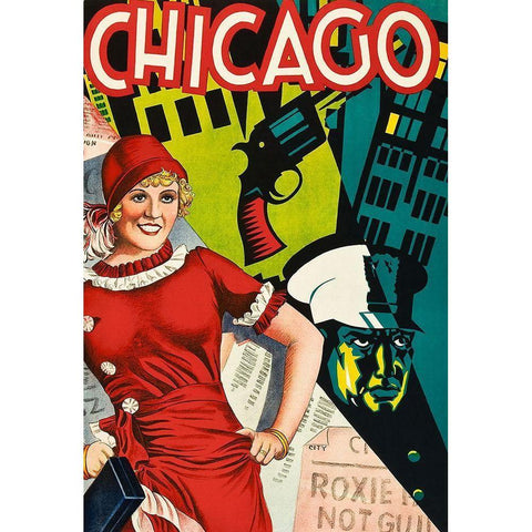 Chicago Red Dress White Modern Wood Framed Art Print by Vintage Apple Collection