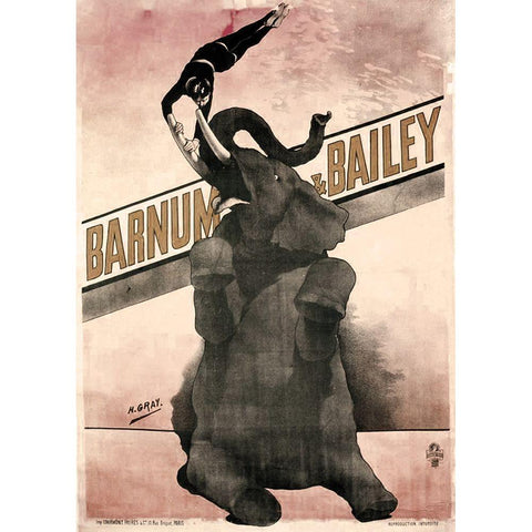 Elephant Gray Barnum And Bailey Black Modern Wood Framed Art Print with Double Matting by Vintage Apple Collection