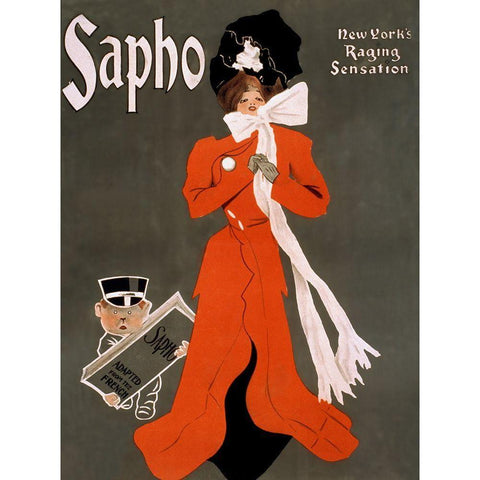 Ent Sapho Gold Ornate Wood Framed Art Print with Double Matting by Vintage Apple Collection