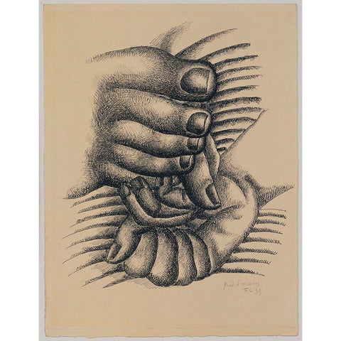 Fernand LÃ©ger - Foot and Hands Gold Ornate Wood Framed Art Print with Double Matting by Vintage Apple Collection