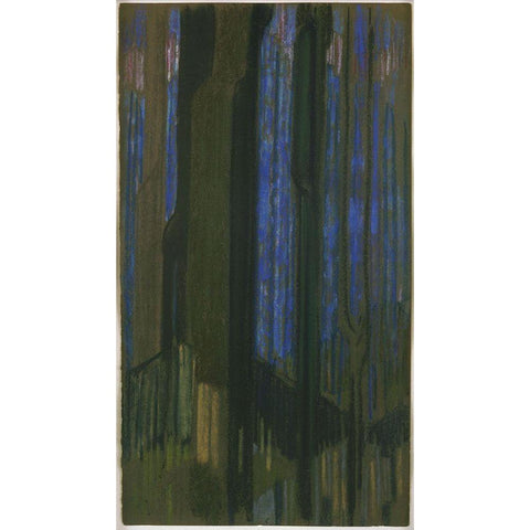 Frantisek Kupka - Study In Verticals Black Modern Wood Framed Art Print with Double Matting by Vintage Apple Collection