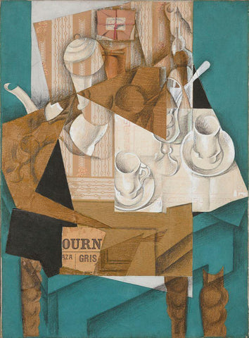 Juan Gris - Breakfast White Modern Wood Framed Art Print with Double Matting by Vintage Apple Collection